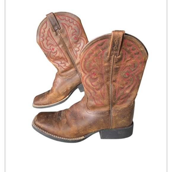 Youth Ariat Quick Draw Boot, Sz 4Y, Leather, GUC, Western, Southwestern, Cowboy - Picture 1 of 4